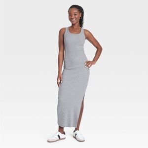 NWOT Women's Rib-Knit Maxi Bodycon Dress - Universal Thread Heather Gray XS